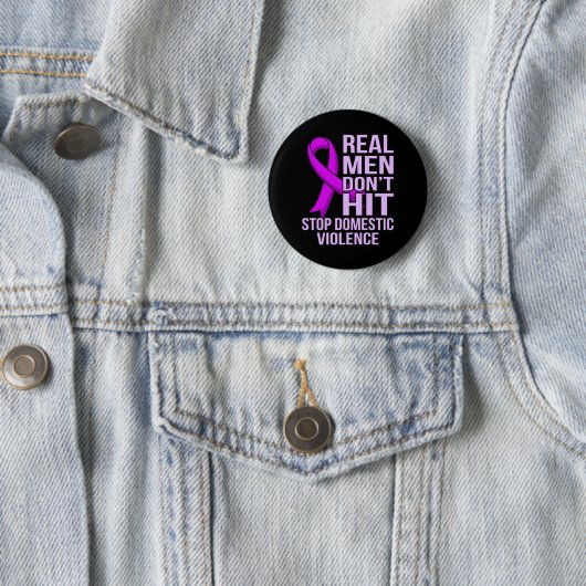 Echte Mannen stoppen huiselijk geweld niet tegen Ronde Button 5,7 Cm (In situ)