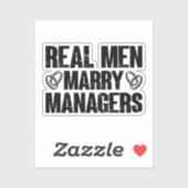Echte Mannen Trouwen Managers Funny Manager Gezegd Sticker (Vel)