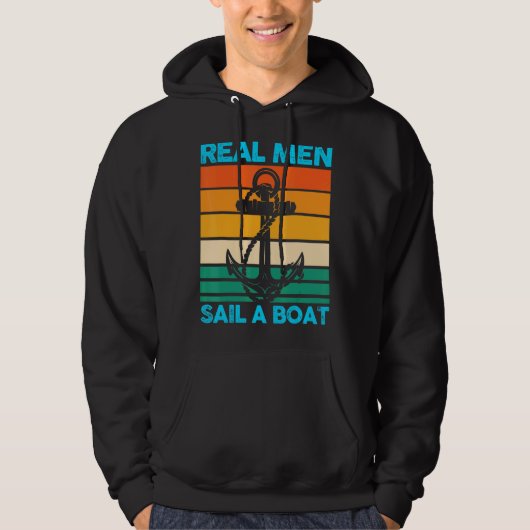Echte Mannen varen op een bootboot Hoodie (Voorkant)