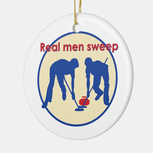 Echte Mannen vegen! krullen Keramisch Ornament (Links)