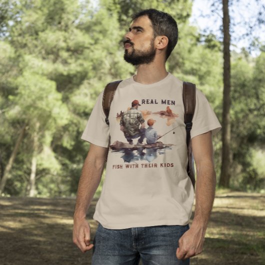 Echte Mannen Vissen met Hun Kinder Vist T-shirt