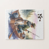 Echte Mannen Vissen met Katten Schattige Kattenlie Legpuzzel (Horizontaal)