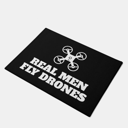 Echte mannen vliegen drones grappige deurmat voor  (Schuin)