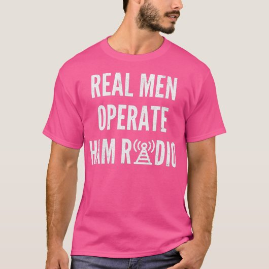 Echte Mannen werken met  Retro-radio T-shirt (Voorkant)