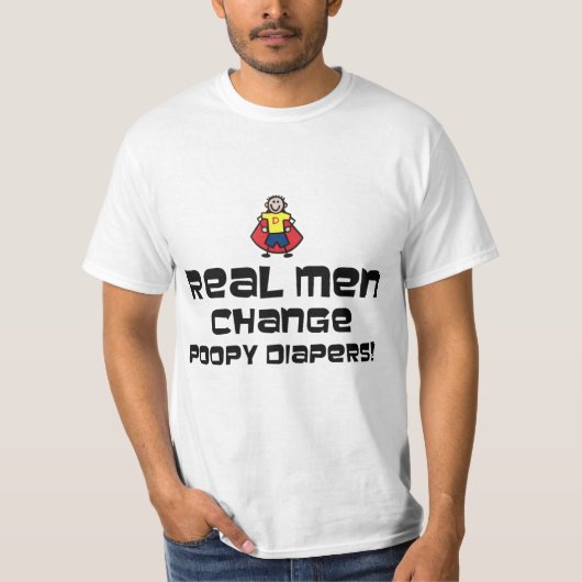 Echte Mannen wijzigen beleidsdiapers T-shirt (Voorkant)