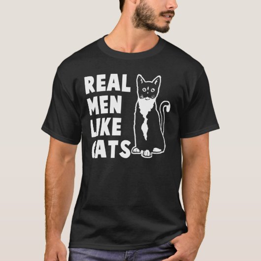 Echte Mannen zoals katten T-shirt (Voorkant)