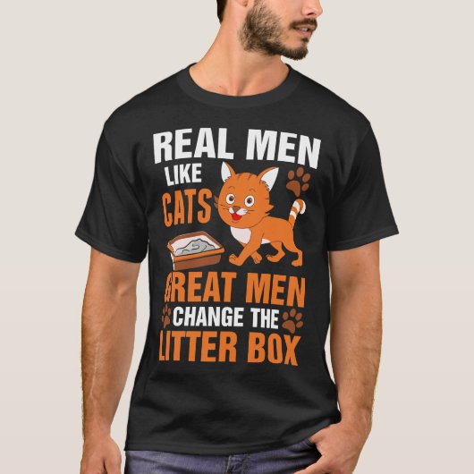 Echte Mannen zoals kattenshirt T-shirt (Voorkant)