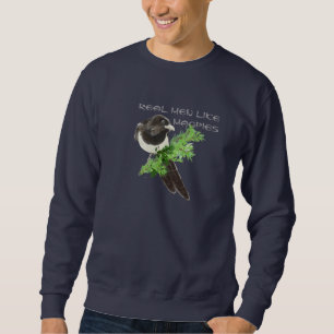 Echte Mannen zoals Magpies Bird Humor Waterverf Ma Trui