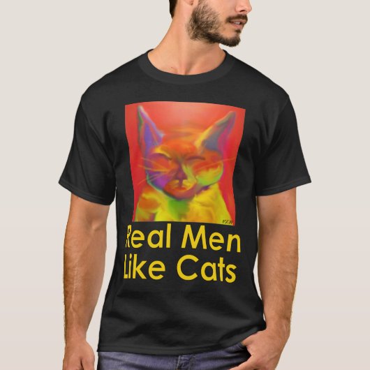 Echte Mannen zoals T-shirt met katten (Voorkant)