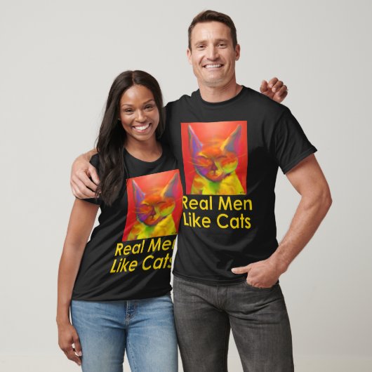 Echte Mannen zoals T-shirt met katten (Unisex)