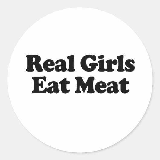 Echte Meisjes Eten Vlees Ronde Sticker (Voorkant)
