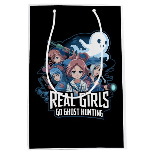 Echte Meisjes Ga Ghost Hunting Gift Bag Medium Cadeauzakje (Voorkant)