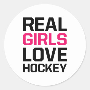 Echte meisjes houden van hockey ronde sticker