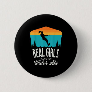 Echte meisjes houden van waterskiën water skiër gr ronde button 5,7 cm
