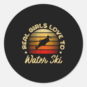Echte meisjes houden van waterskiën water skiër gr ronde sticker