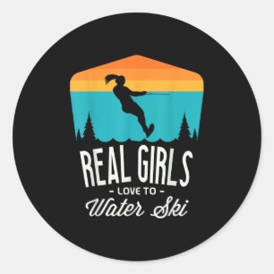 Echte meisjes houden van waterskiën water skiër gr ronde sticker