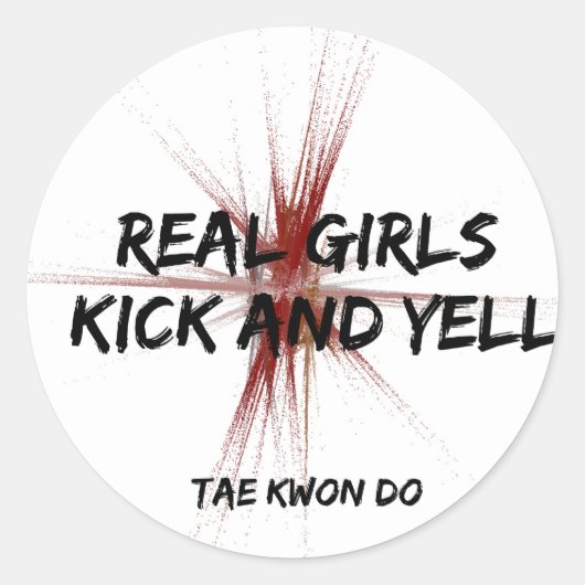 Echte Meisjes Kick en Yell Taekwondo Ronde Sticker (Voorkant)