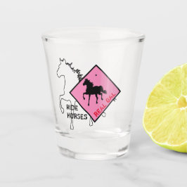 Echte Meisjes Paardrijden Paarden & Zwarte Paard F Shot Glas