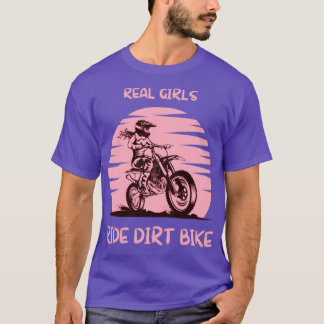 echte meisjes rijden met vuile fiets motocross t-shirt