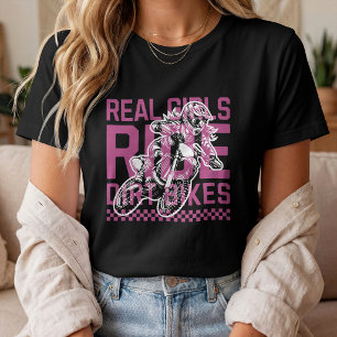 Echte Meisjes Rijden Motocross Motorfietsen T-shirt