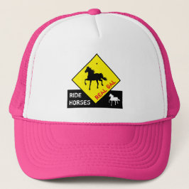 Echte meisjes rijden op paarden & Black Horse Part Trucker Pet