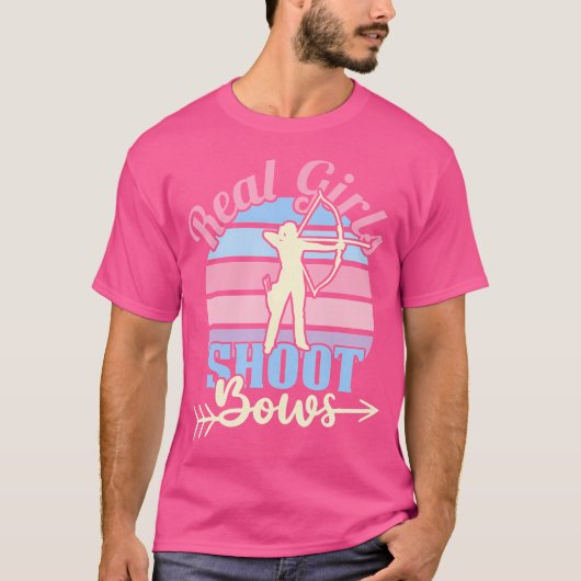 Echte Meisjes Schieten Bogen Grappige Vrouwen Boog T-shirt (Voorkant)