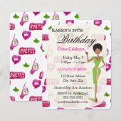 Echte  meisjes verjaardagsfeestuitnodigingen kaart (Voorkant / Achterkant)