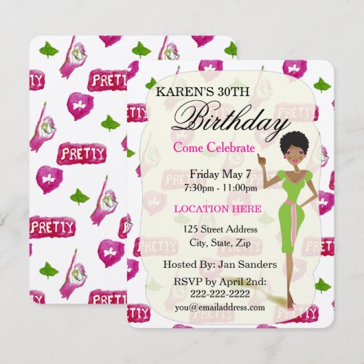 Echte meisjes verjaardagsfeestuitnodigingen kaart (Voorkant / Achterkant)