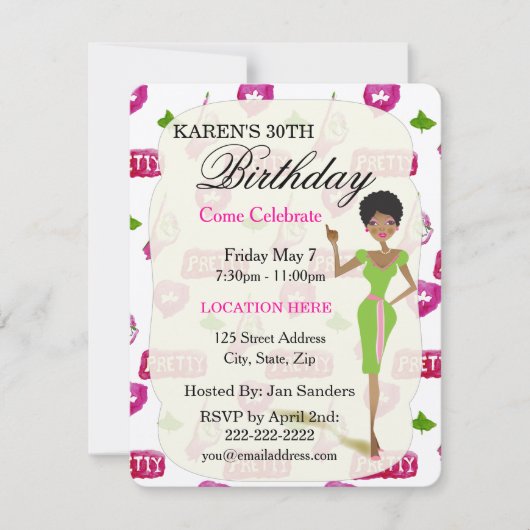 Echte  meisjes verjaardagsfeestuitnodigingen kaart (Voorkant)