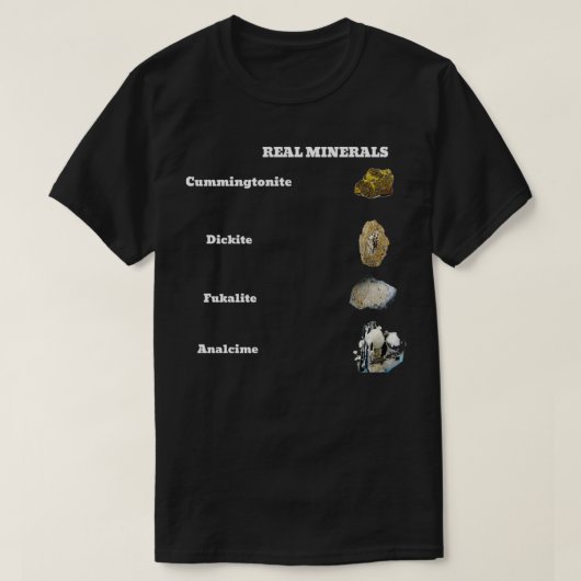 Echte mineralen grappige geologie t-shirt (Design voorkant)