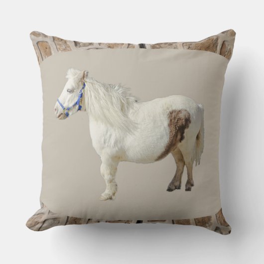 Echte miniatuur pony mini WIT PAARD klein dier Kussen (Voorkant)
