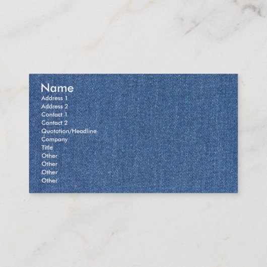 Echte mode jean denim visitekaartje (Achterkant)