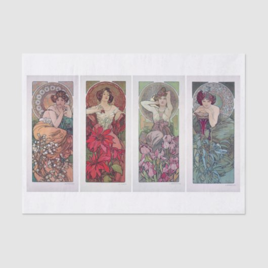 Echte (niet AI)  Art Nouveau Art van Mucha Tissuepapier (Voorkant)