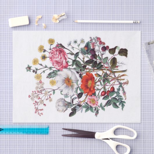 Echte (niet AI)  botanische bloemen Tissuepapier (Craft)