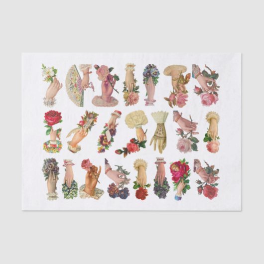 Echte (niet AI)  Hand Whimsy Ephemera Tissuepapier (Voorkant)