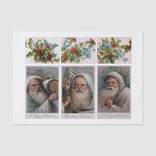 Echte (niet AI)  Santa en Holly Briefkaarten Tissuepapier (Voorkant)