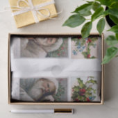 Echte (niet AI)  Santa en Holly Briefkaarten Tissuepapier (Geschenk)