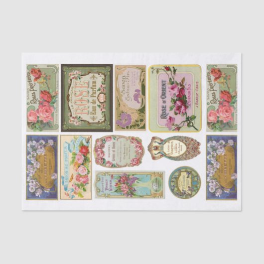 Echte (niet AI)  Victoriaans parfumlabels Tissuepapier (Voorkant)