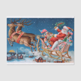 Echte (niet AI) Vintage, Victoriaanse Kerstman sle Tissuepapier