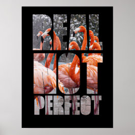 Echte niet Perfecte Citaat Flamingo Tropical Birds Poster