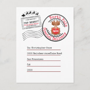 Echte Noordpool retourzending van Santa naar kinde Briefkaart