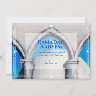 Echte oliepasteltekening Ramadan wenskaart Kaart