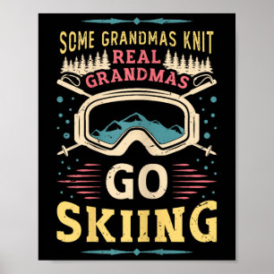 Echte oma's gaan skiën oma ski poster