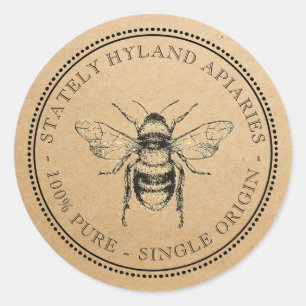Echte oorsprong Jouw naam hier Kraft Honey Jar Lab Ronde Sticker
