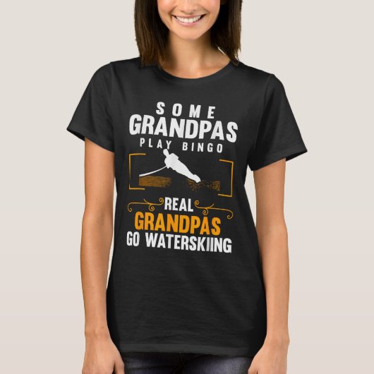 Echte opa's gaan waterskiën Mannen waterskiën Wav T-shirt (Voorkant)