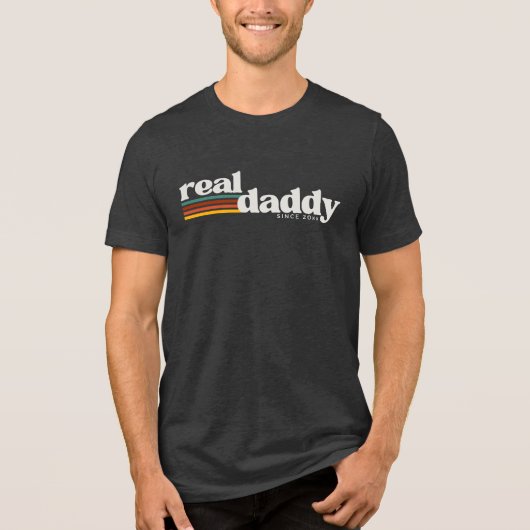 Echte Papa, Retro Vaderstijl Tri-Blend Shirt (Voorkant)