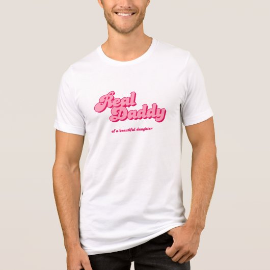 Echte Papa van Dochter, Roze Retro Tri-Blend Shirt (Voorkant)