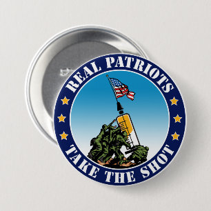Echte Patriotten Slaan Toe - Iwo Jima Pro Vax Maar Ronde Button 7,6 Cm