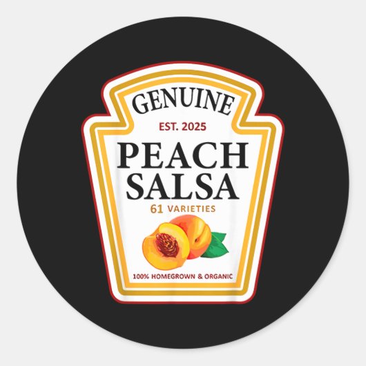 Echte Perzik Salsa Grappige Groep Sausjes Ronde Sticker (Voorkant)