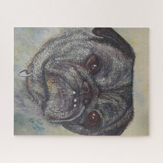 Echte pret Pug-puppy Legpuzzel (Horizontaal)